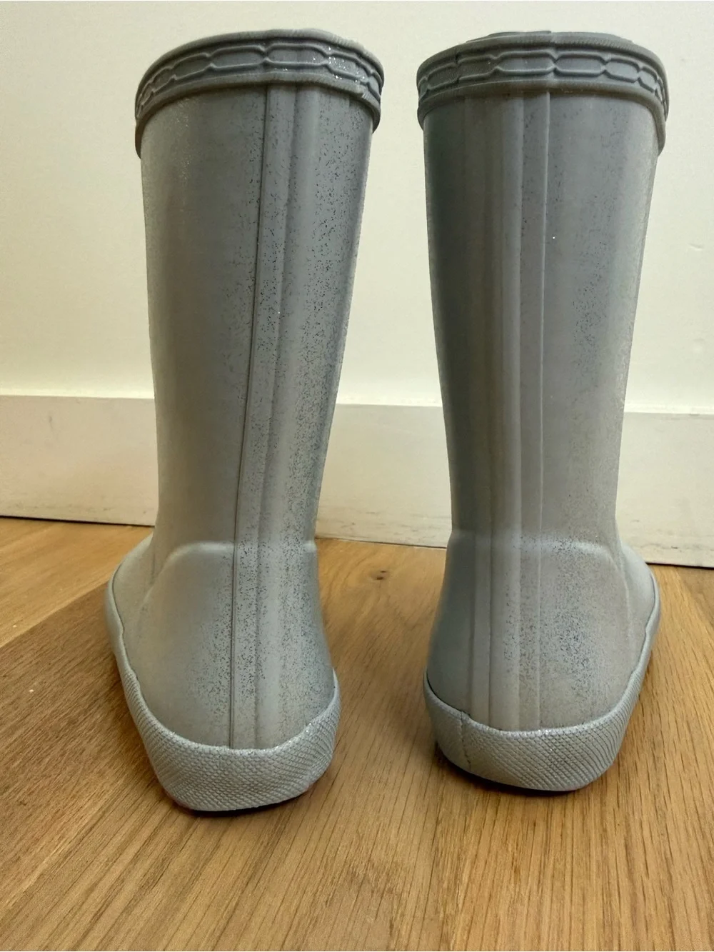 Hunter Kids Light Grey Glitter Waterproof Rain Boots